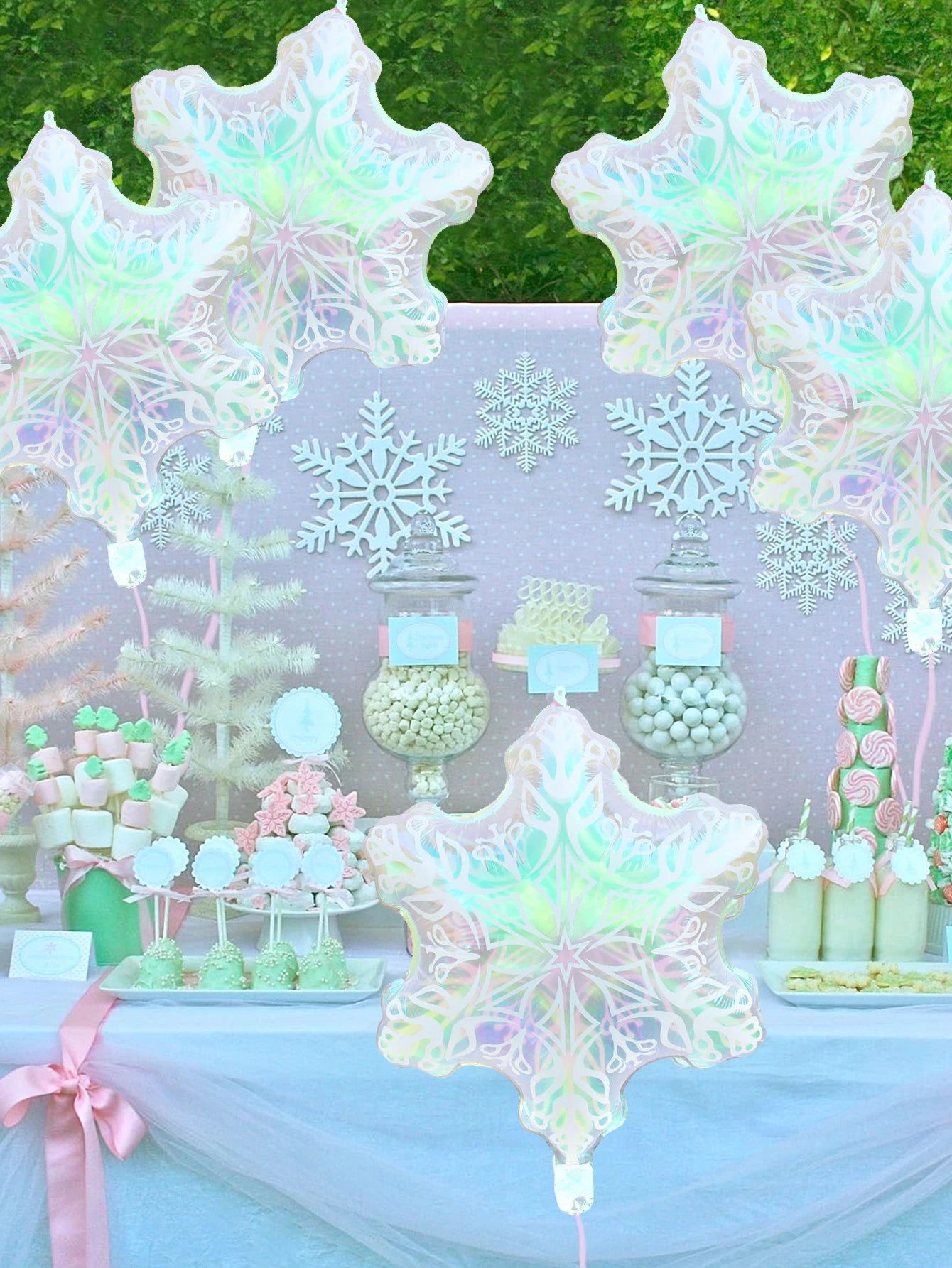 1/3/6pcs transparent snowflake aluminum foil balloons, ice and snow theme party, birthday, Christmas, winter party, New Year