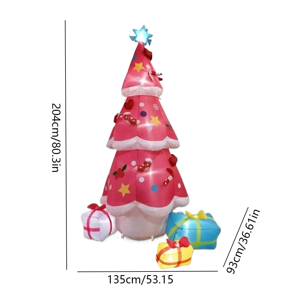 6.9FT Outdoor Inflatable Christmas Tree LED Lights Lighted Blow Up Xmas Tree Blow Up Inflatable Tree Outdoor Lawn Winter Decor