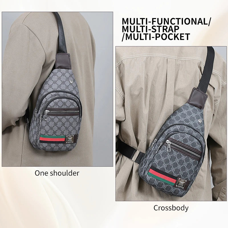 Multifunctional Messenger Bag for Men Shoulder Chest Bag Crossbody Casual Handbags with Earphone Hole
