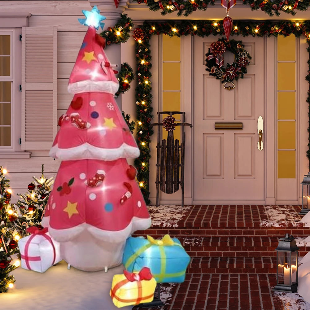 6.9FT Outdoor Inflatable Christmas Tree LED Lights Lighted Blow Up Xmas Tree Blow Up Inflatable Tree Outdoor Lawn Winter Decor