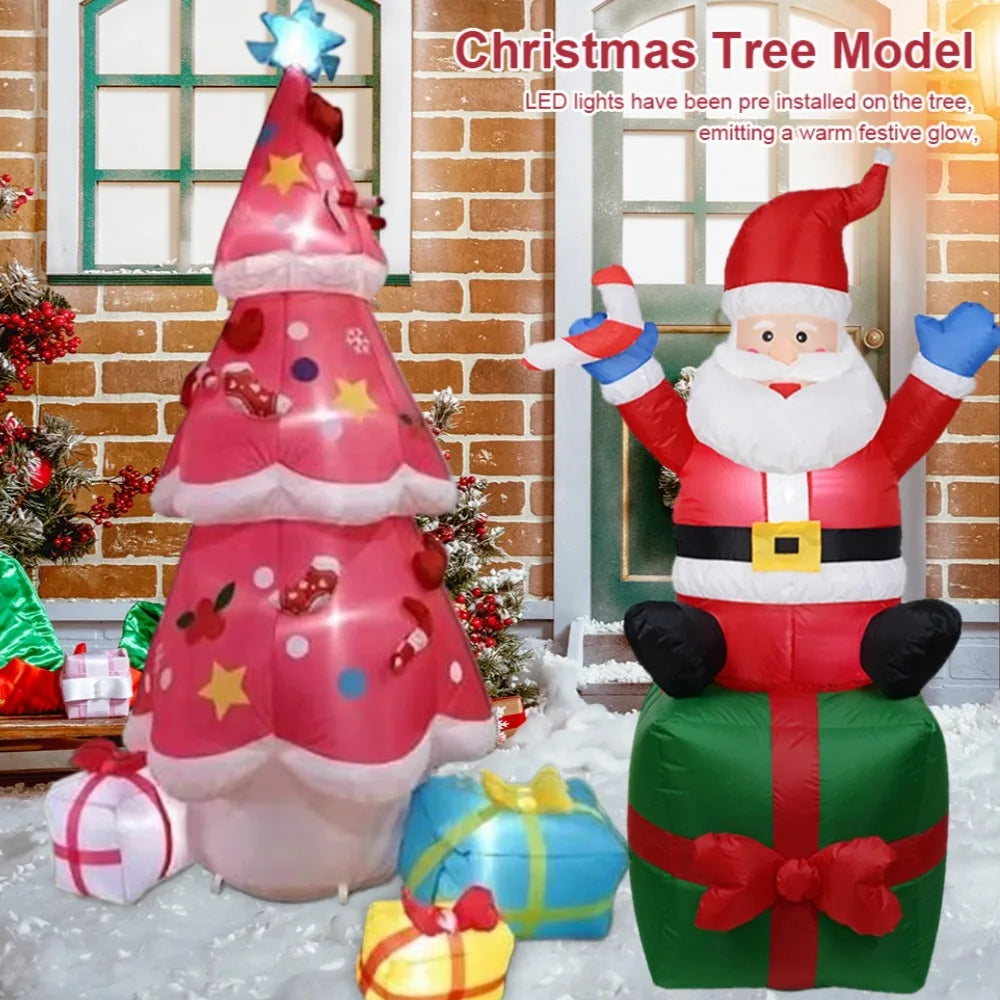 6.9FT Outdoor Inflatable Christmas Tree LED Lights Lighted Blow Up Xmas Tree Blow Up Inflatable Tree Outdoor Lawn Winter Decor