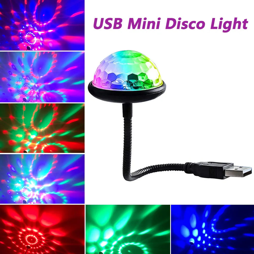 E5 Dj Lighting Sound Party Auto USB Disco Ball Lights RGB Multi Color Car Atmosphere Room Decorations Lamp Magic Strobe Lights