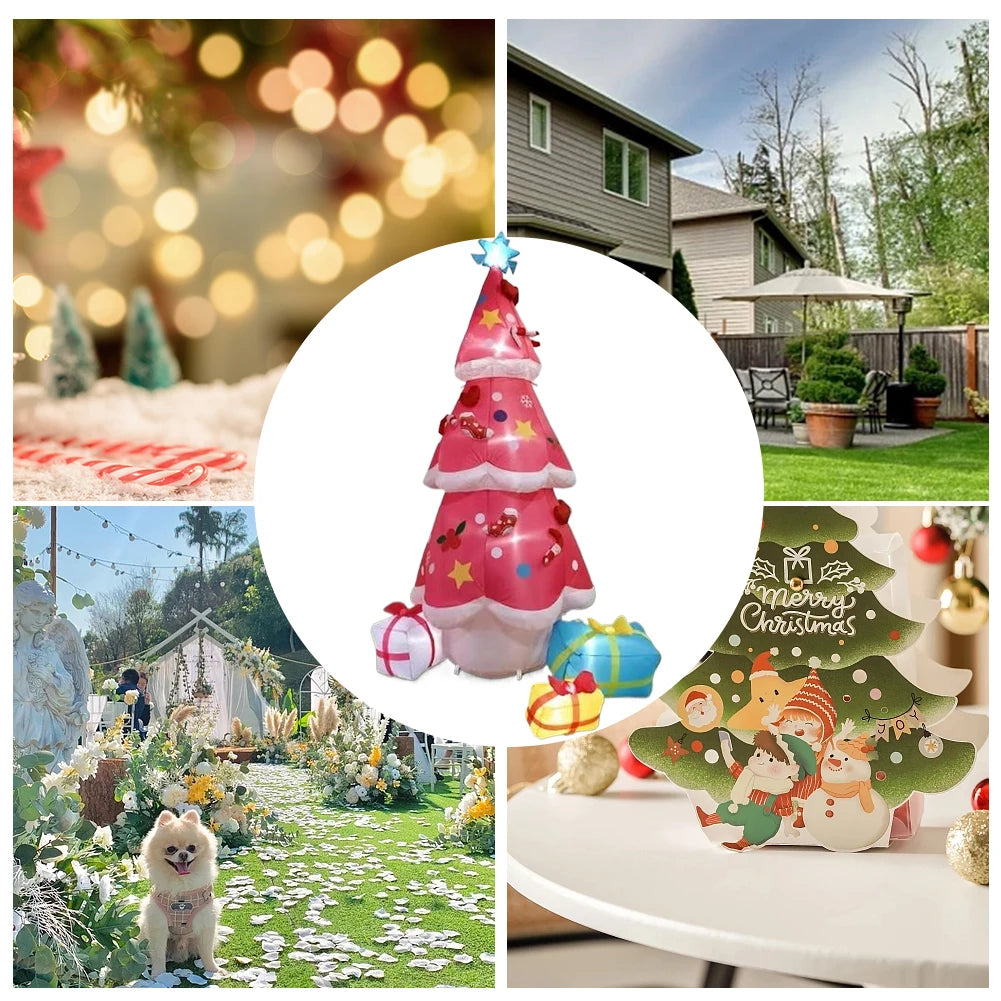 6.9FT Outdoor Inflatable Christmas Tree LED Lights Lighted Blow Up Xmas Tree Blow Up Inflatable Tree Outdoor Lawn Winter Decor
