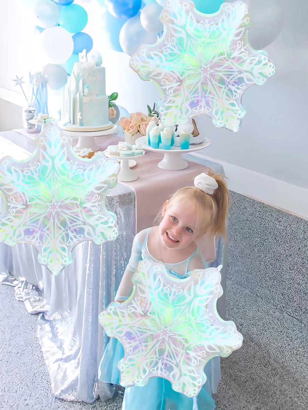 1/3/6pcs transparent snowflake aluminum foil balloons, ice and snow theme party, birthday, Christmas, winter party, New Year