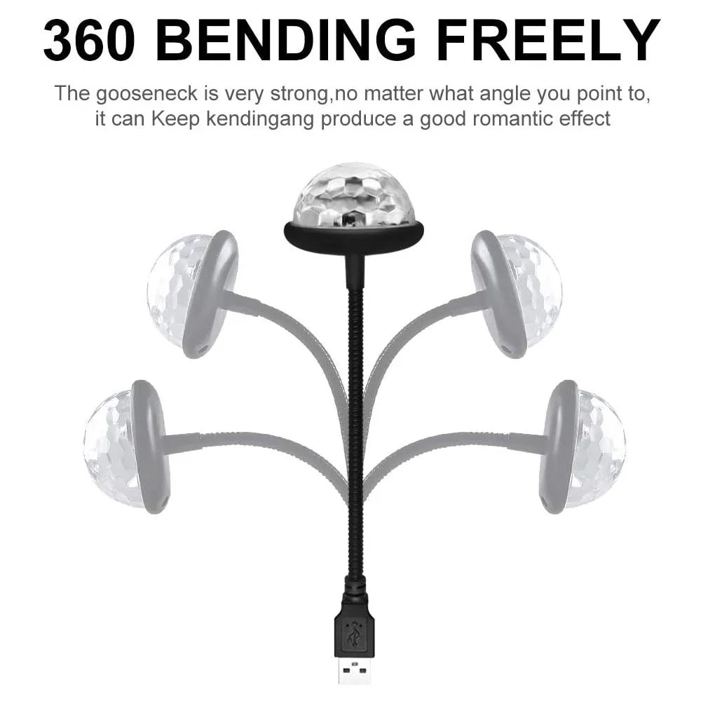 E5 Dj Lighting Sound Party Auto USB Disco Ball Lights RGB Multi Color Car Atmosphere Room Decorations Lamp Magic Strobe Lights